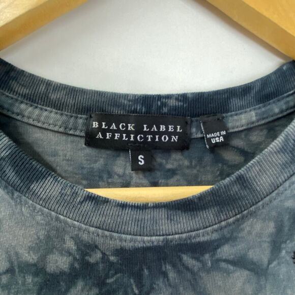 Black Label Affliction Goth Skull Rhinestone Full Print All Over Top Size Small - Picture 3 of 6